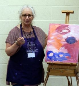 Arlene Holtz teaches "Intuitive Painting" at ESAL's September, 2019 meeting.